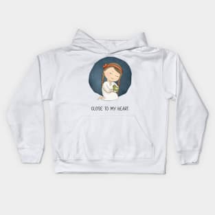 Girl with the bird Kids Hoodie